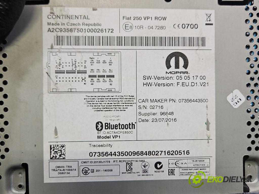 Fiat Ducato IV 2014- 2.3 jtd 131 HP manual 96 kW 2287 cm3 5- Radio originál 07356443500