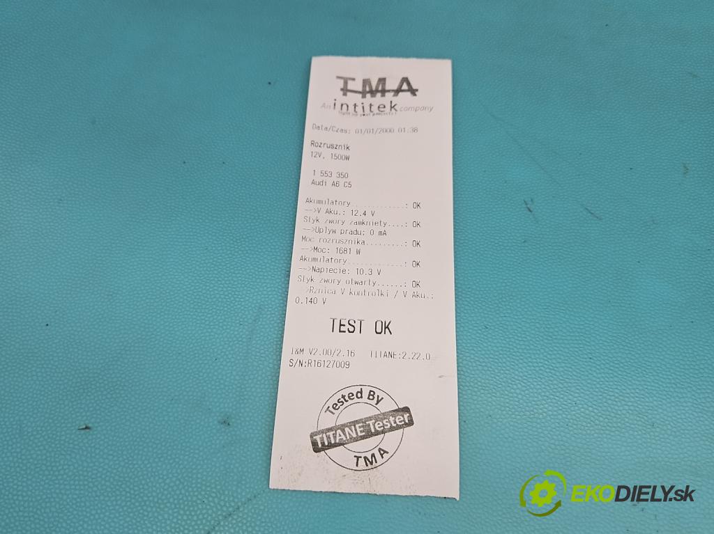 Audi A6 C5 1997-2004 1.9 tdi 110 HP manual 81 kW 1896 cm3 4- štartér 068911024E (Štartér)