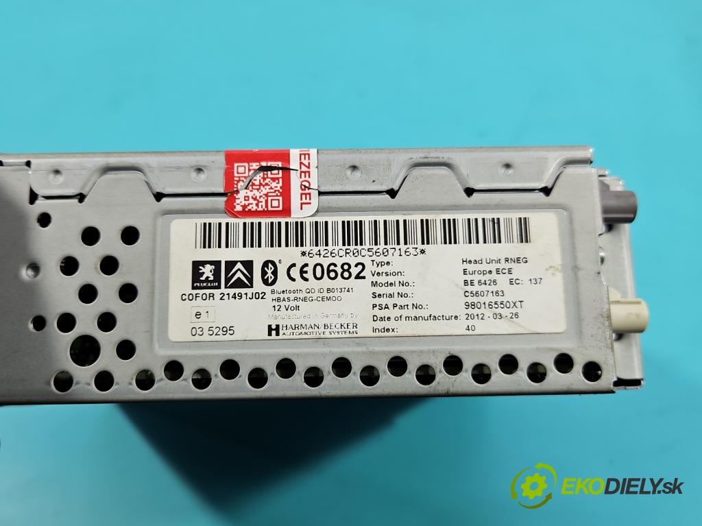 Peugeot 5008 I 2009-2017 1.6 16V 120 HP manual 88 kW 1598 cm3 5- Radio originál 98016550XT