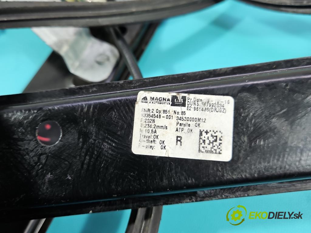 Opel Meriva B 2010-2017 1.4 16V 101 HP manual 74 kW 1398 cm3 5- mechanizmus okna predné pravý 13354548