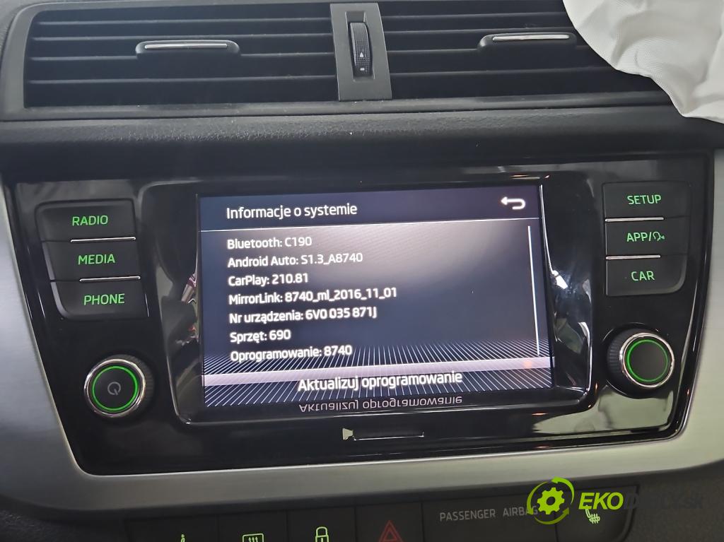 Skoda Fabia III 2014- 2021 1.0 TSI 95 HP manual 70 kW 999 cm3 5- Radio originál 6V0035871J