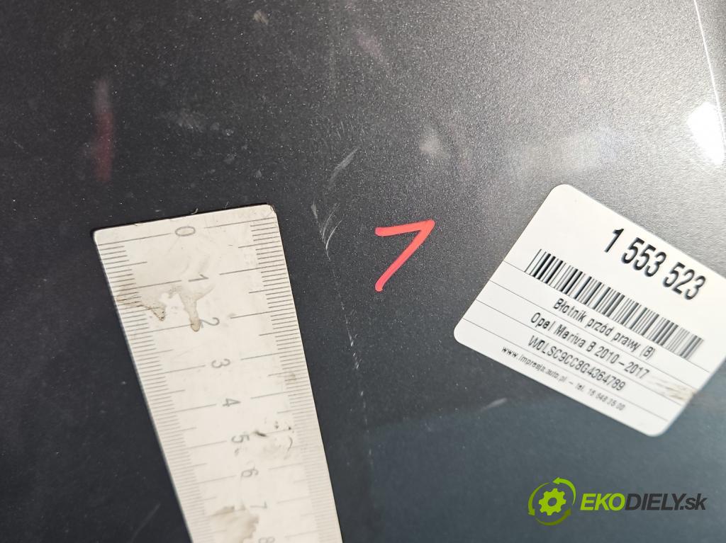 Opel Meriva B 2010-2017 1.4 16V 101 HP manual 74 kW 1398 cm3 5- blatník predné pravý  (Kľučka dverí ostatné)