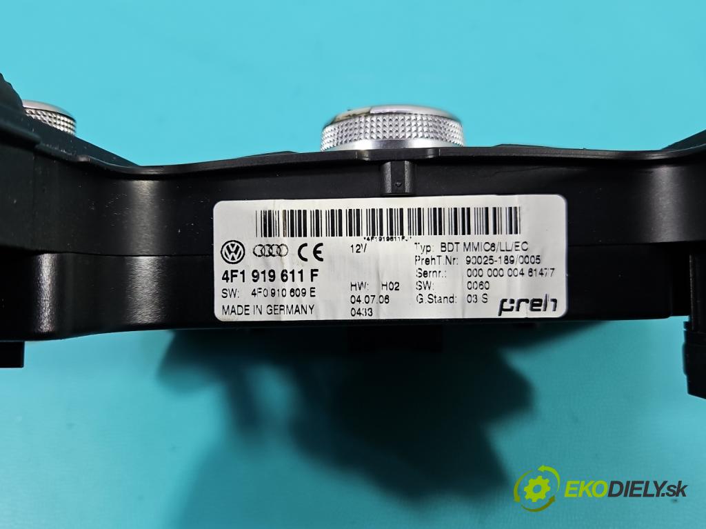 Audi A6 C6 2004-2011 3.0 tdi 232KM automatic 171 kW 2967 cm3 5- prepínač rádio: navigácie 4F1919611F