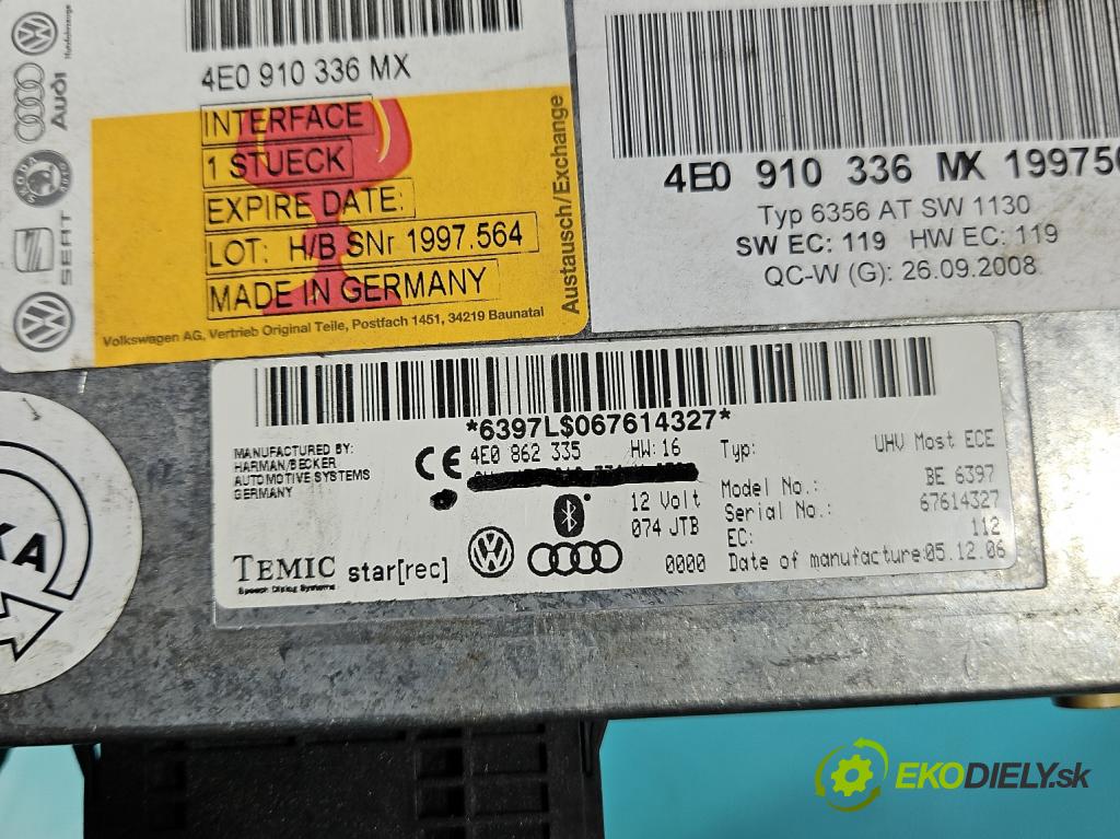 Audi A6 C6 2004-2011 3.0 tdi 232KM automatic 171 kW 2967 cm3 5- řídící jednotka 4E0910336MX