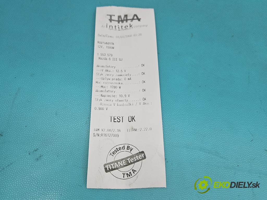 Mazda 6 III GJ 2012-2024 2.0 16V 145 HP automatic 107 kW 1998 cm3 5- štartér M000T89281 (Štartér)