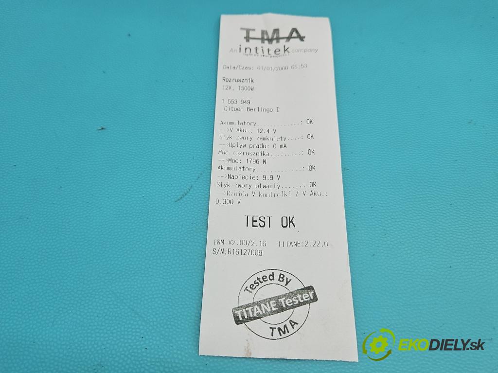 Citroen Berlingo I 1996-2008 2.0 hdi 90 HP manual 66 kW 1997 cm3 5- štartér (Štartér)