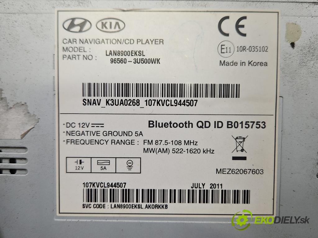 Kia Sportage III 2010-2015 2.0 crdi 136 HP automatic 100 kW 1995 cm3 5- Radio originál 96560-3U500WK
