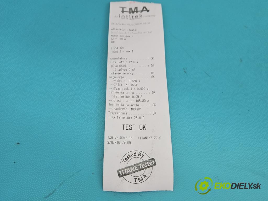 Ford S-max I 2006-2015 2.2 tdci 175 hp manual 129 kW 2179 cm3 5- Alternator  (Alternátor)