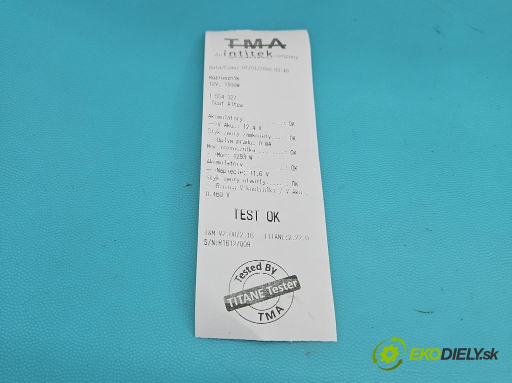 Seat Altea 1.6b 102 hp manual 75 kW 1595 cm3 5- startér:  (Startér)