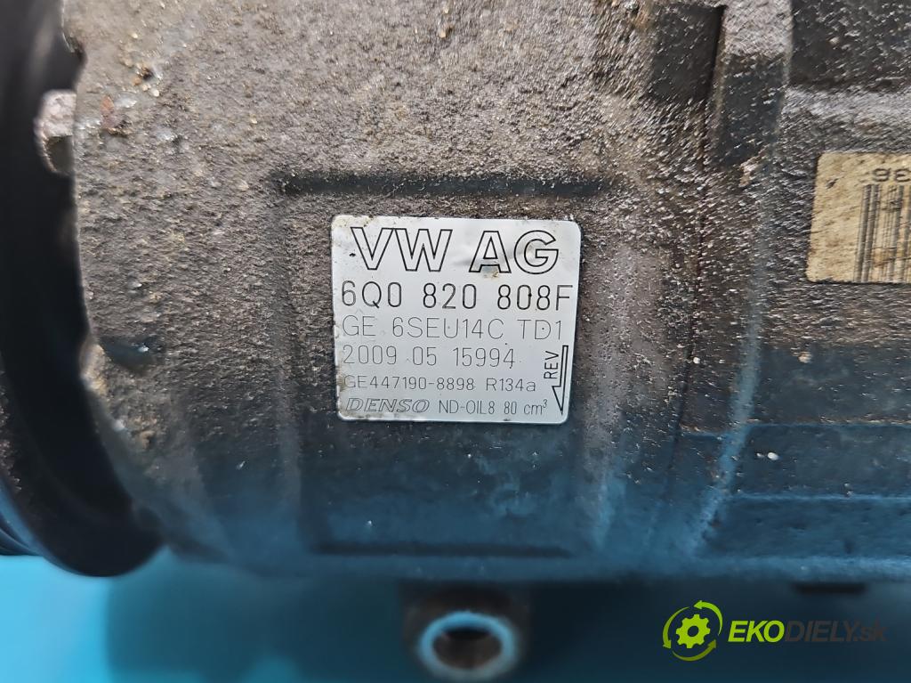 Seat Ibiza IV 6J 2008-2017 1.4 16V 86 HP manual 63 kW 1390 cm3 3- Kompresor: klimatizácie 6Q0820808F (Kompresor klimatizácie)