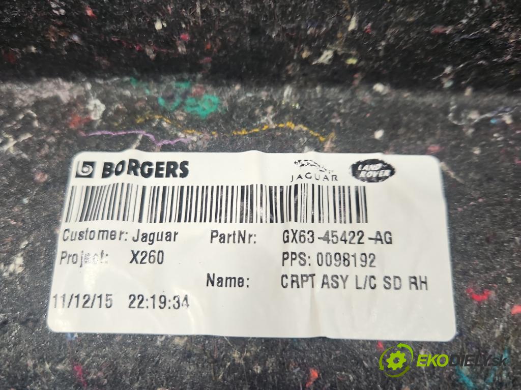 Jaguar XF II X260 2015- 3.0 V6 340KM automatic 250 kW 2995 cm3 4- Tapacír: kufra: pravé GX63-45422-AG