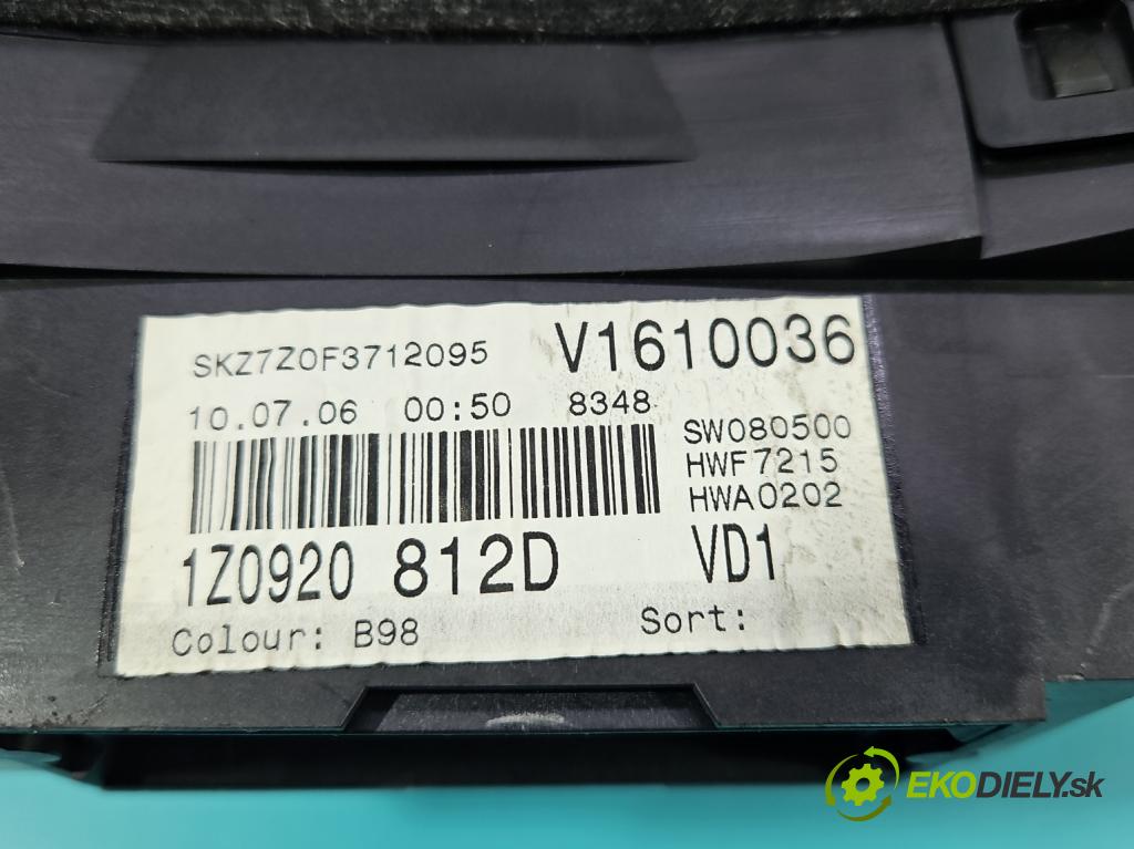 Skoda Octavia II 2004-2013 1.9 tdi 105 hp manual 77 kW 1896 cm3 5- Přístrojová deska 1Z0920812D (Přístrojová deska)