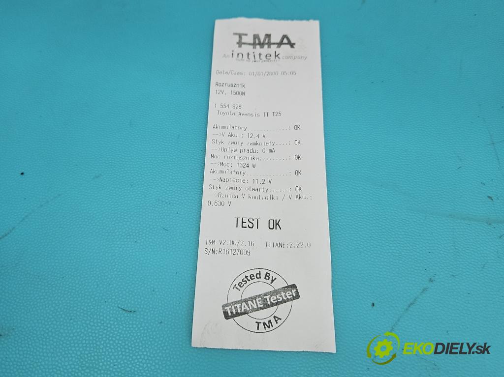 Toyota Avensis II T25 2003-2008 1.8 vvti 129 HP manual 95 kW 1794 cm3 4- štartér (Štartér)