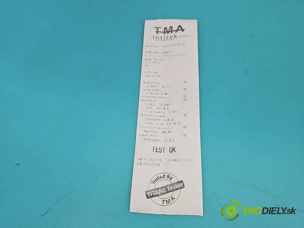 Audi A3 8P 2003-2012 2.0 tdi 140 HP manual 103 kW 1968 cm3 5- Alternator 06F903023F (Alternátor)