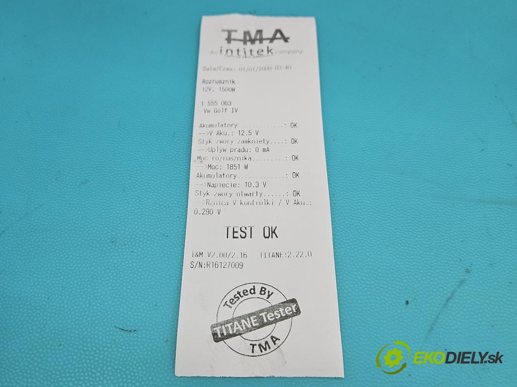 Vw Golf IV 1997-2003 1.9 sdi 68 HP manual 50 kW 1896 cm3 5- štartér 020911023R (Štartér)