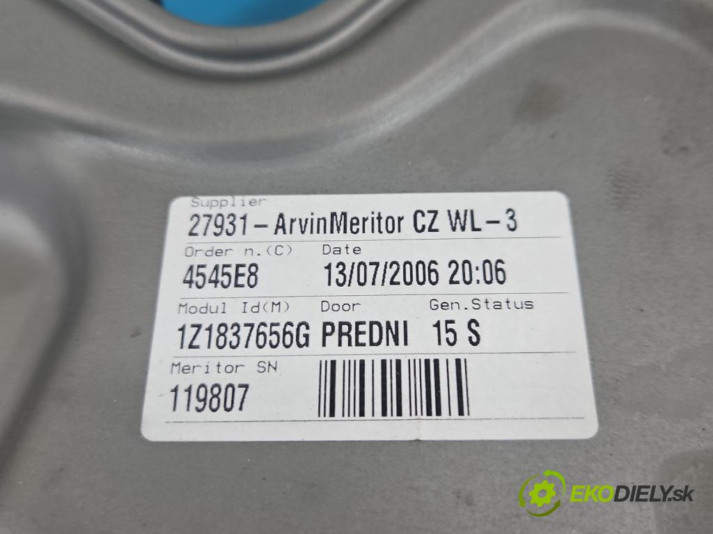 Skoda Octavia II 2004-2013 1.9 tdi 105 hp manual 77 kW 1896 cm3 5- mechanismus stahování přední pravý 1Z1837656G
