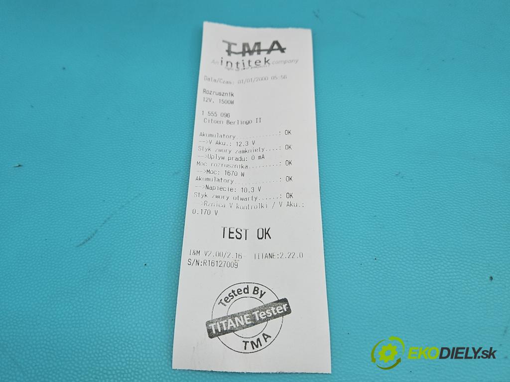 Citroen Berlingo II 2008-2018 1.6 hdi 90 HP manual 66.2 kW 1560 cm3 5- štartér TS22E26 (Štartér)