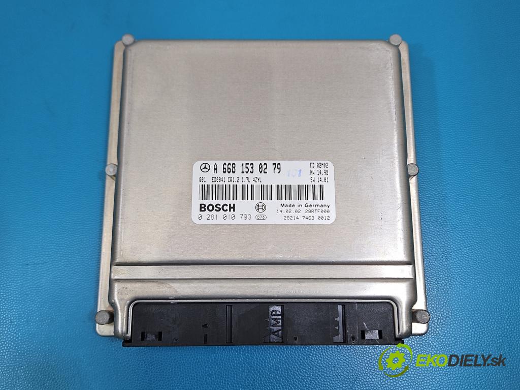 Mercedes A W168 1997-2004 1.7 cdi 95 hp manual 70 kW 1689 cm3 5- řídící jednotka motoru A6681530279