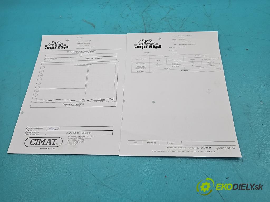 Vw Touran I 2003-2015 2.0 tdi 160 hp manual 118 kW 1968 cm3 5- Turbodmychadlo repasováno 724930-6