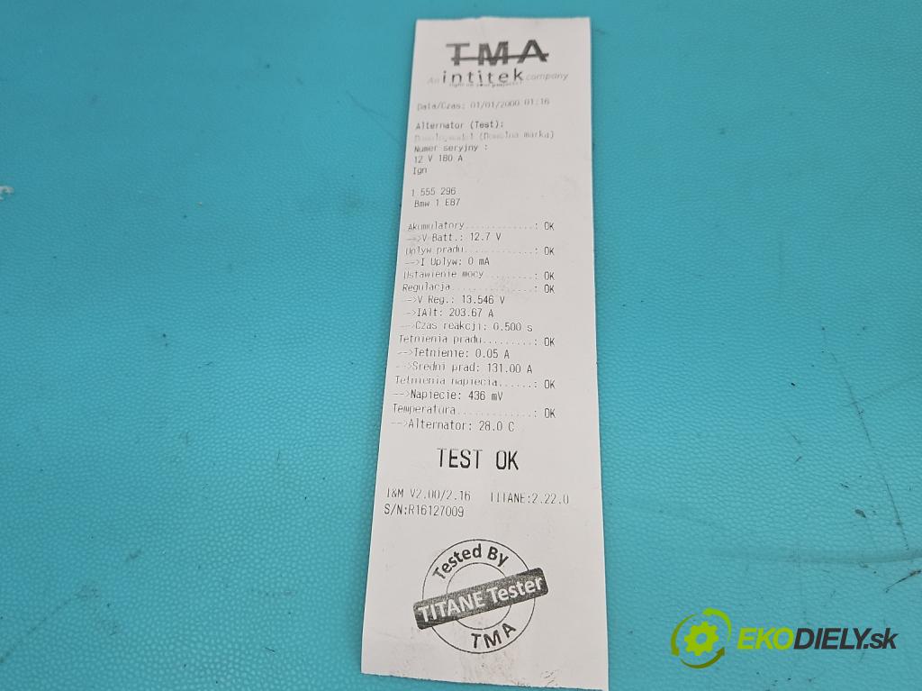 Bmw 1 E87 2004-2011 2.0d M47 122 HP manual 90 kW 1995 cm3 5- Alternator  (Alternátor)