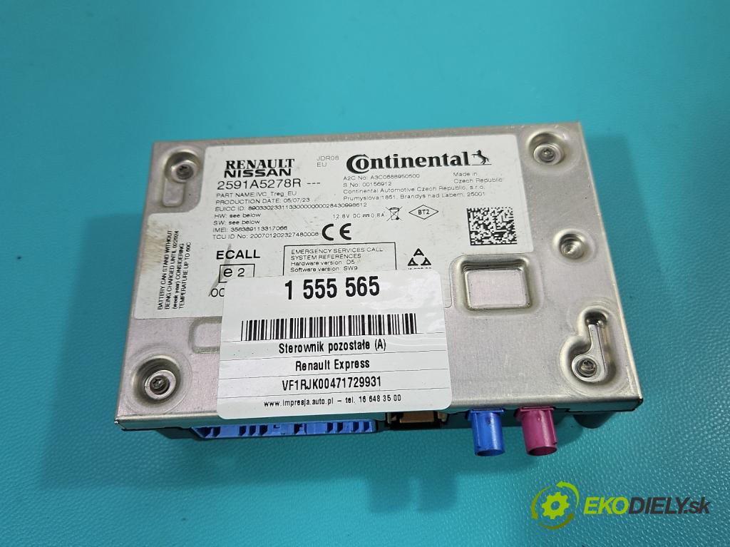 Renault Express 1.5 dci 95 HP manual 70 kW 1461 cm3 5- riadiaca jednotka ostatné 2591A5278R