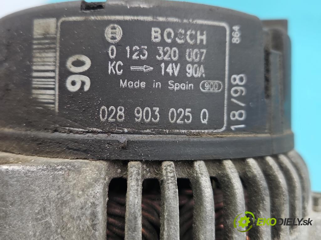 Seat Alhambra I 1996-2010 1.9 tdi 90 HP manual 66 kW 1896 cm3 5- Alternator 0123320007 (Alternátor)