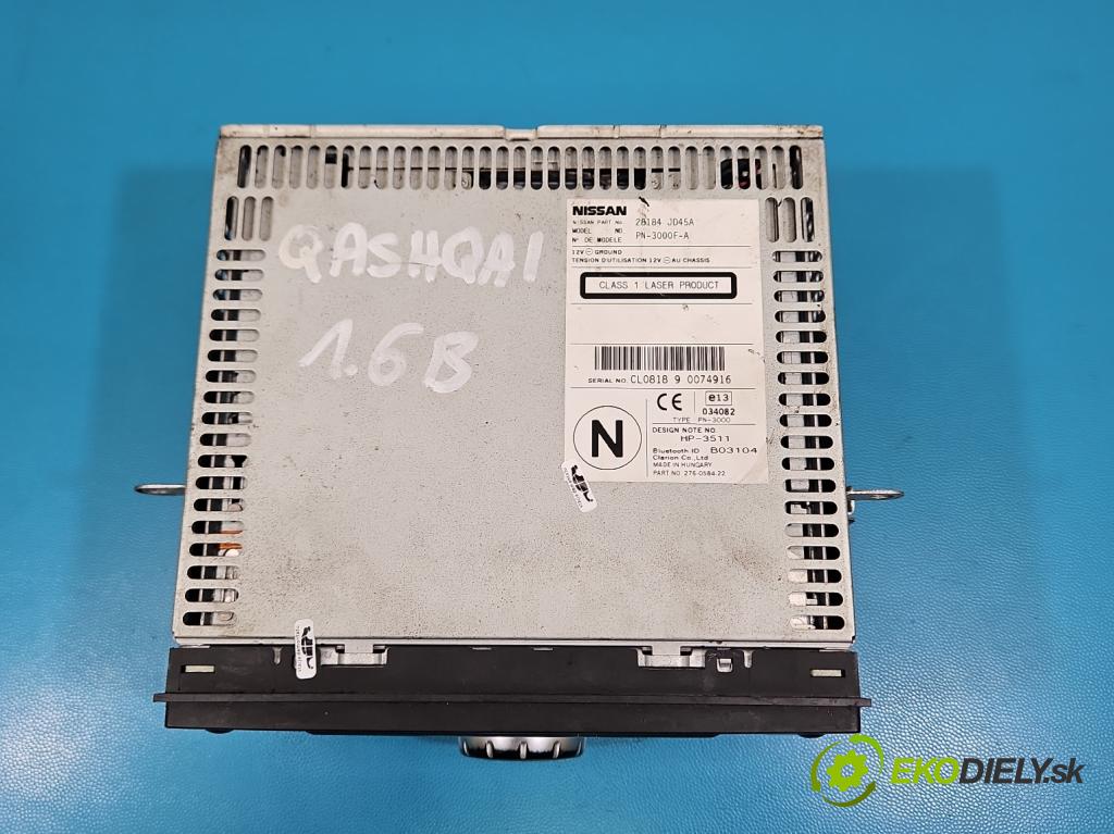 Nissan Qashqai I J10 2006-2013 1.6 16V 117 HP manual 86 kW 1598 cm3 5- Radio originál 28184JD45A