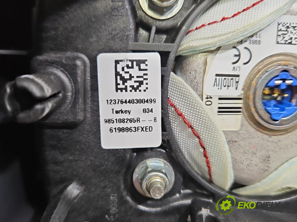 Renault Clio IV 2012-2020 1.2 16V 73 hp manual 54 kW 1149 cm3 5- Polštář: vzduch: Řidič: 985108265R (Airbag)