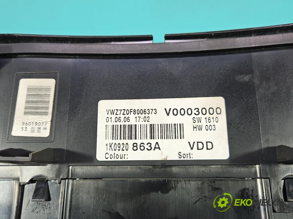 Vw Golf V 2003-2009 1.6 FSI 116 hp manual 85 kW 1598 cm3 5- Přístrojová deska 1K0920863A (Přístrojová deska)