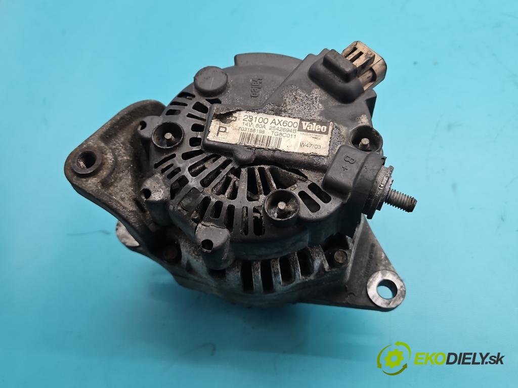 Nissan Micra K12 2003-2010 1.4 16V 88 HP manual 65 kW 1386 cm3 3- Alternator 23100-AX600 (Alternátor)