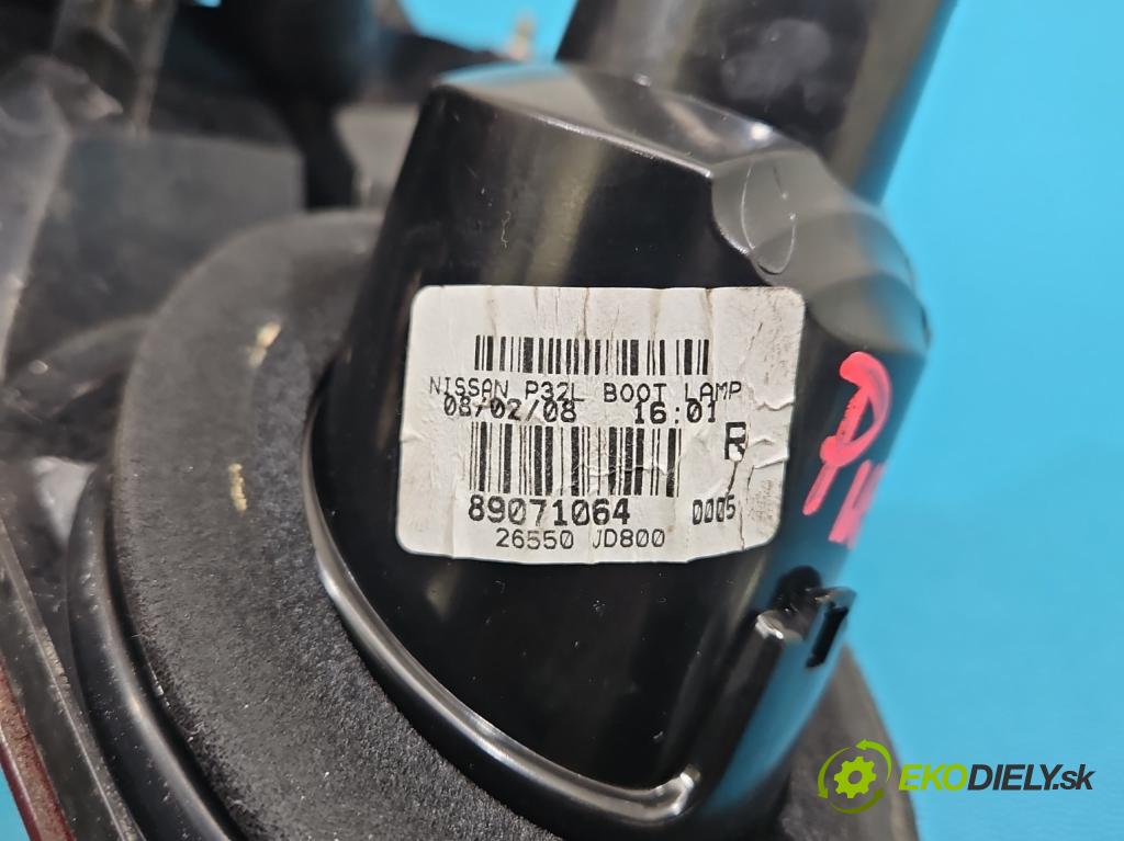 Nissan Qashqai I J10 2006-2013 1.6 16V HR16DE: 117 hp manual 86 kW 1598 cm3 5- světlo zadní pravé 89071064 (Klika dveří ostatní)