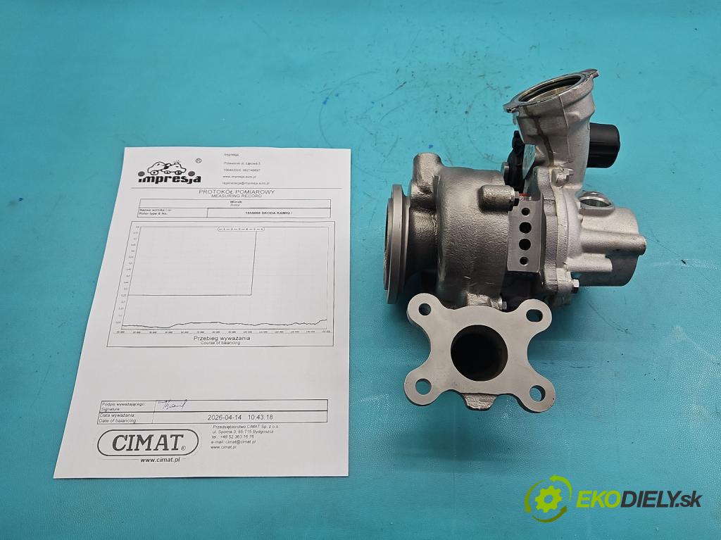 Skoda Kamiq 1.0 TSI 116 HP automatic 85 kW 999 cm3 5- turbodúchadlo, turbo repasovaná 05C.145.701.F
