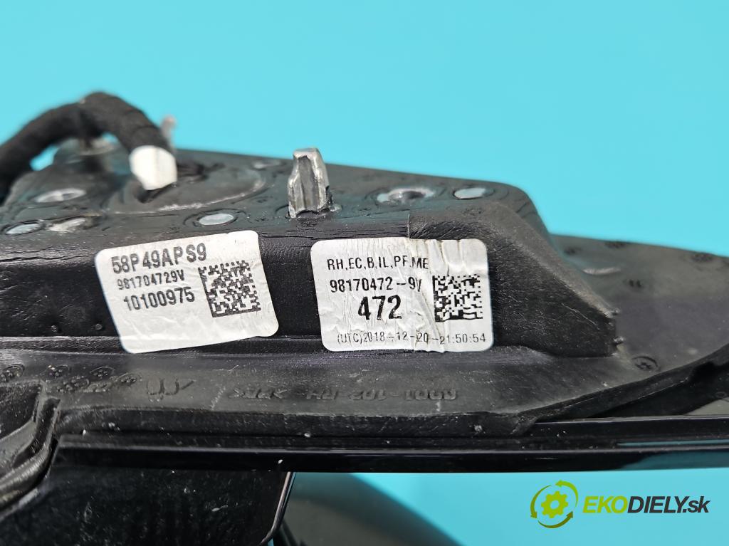 Peugeot 508 II 2018- 1.6 224hp automatic 165 kW 1598 cm3 5- zrkadlo pravé 58P49APS9 (Kľučka dverí ostatné)