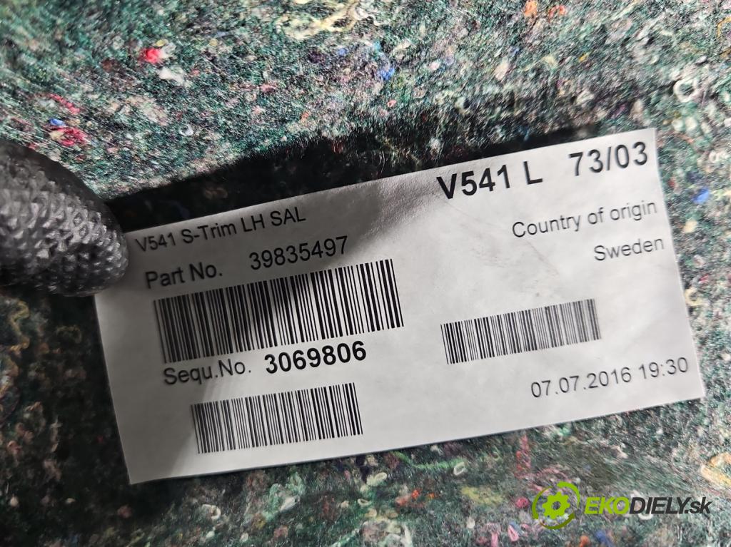 Volvo S90 II 2016- 2.0 T 320KM automatic 235 kW 1969 cm3 4- Čalounictví: kufra: ľavé 39835497