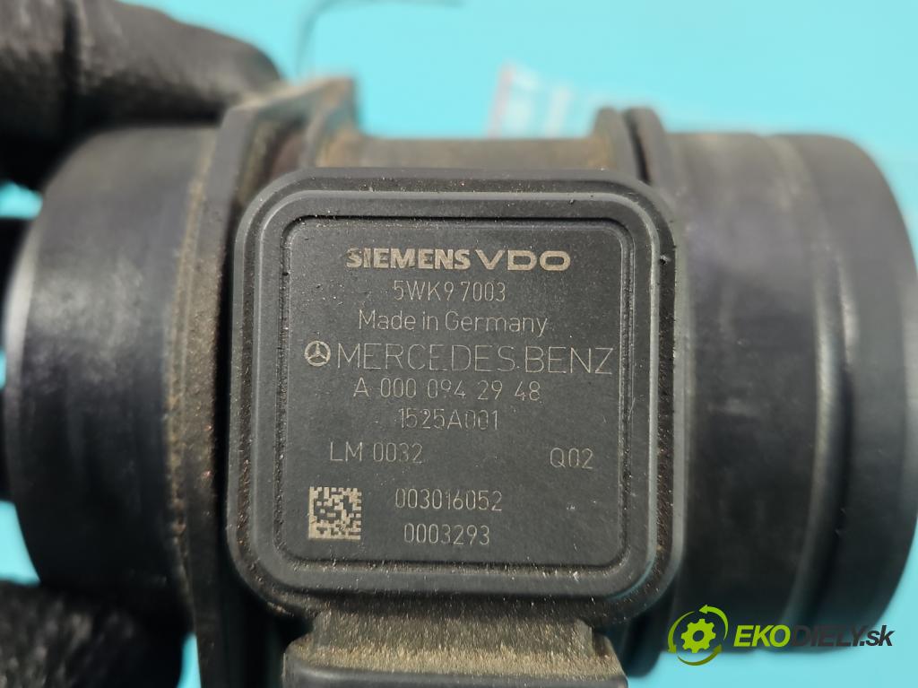 Mercedes B W245 2005-2011 2.0 CDI 109 HP manual 80 kW 1992 cm3 5- průtokoměr: 5WK97003 (Váha vzduchu)