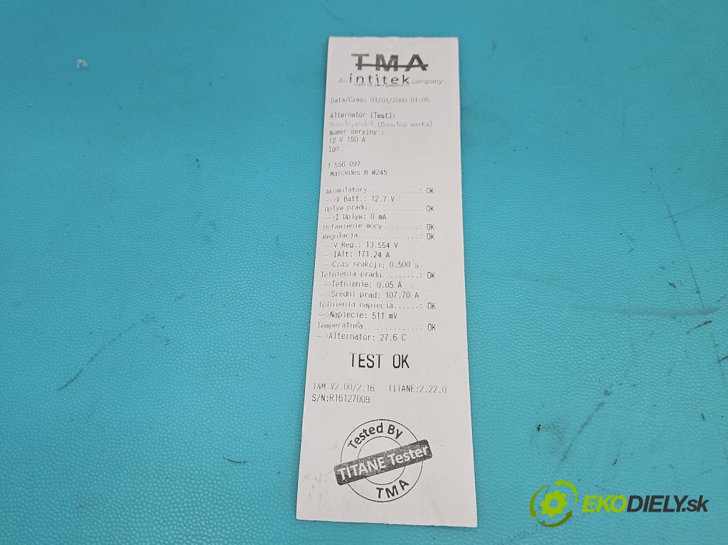 Mercedes B W245 2005-2011 2.0 CDI 109 hp manual 80 kW 1992 cm3 5- Alternator A6401540402 (Alternátor)