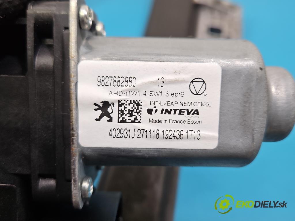 Peugeot 508 II 2018- 1.6 224hp automatic 165 kW 1598 cm3 5- mechanizmus okna zadné pravý 9827882880