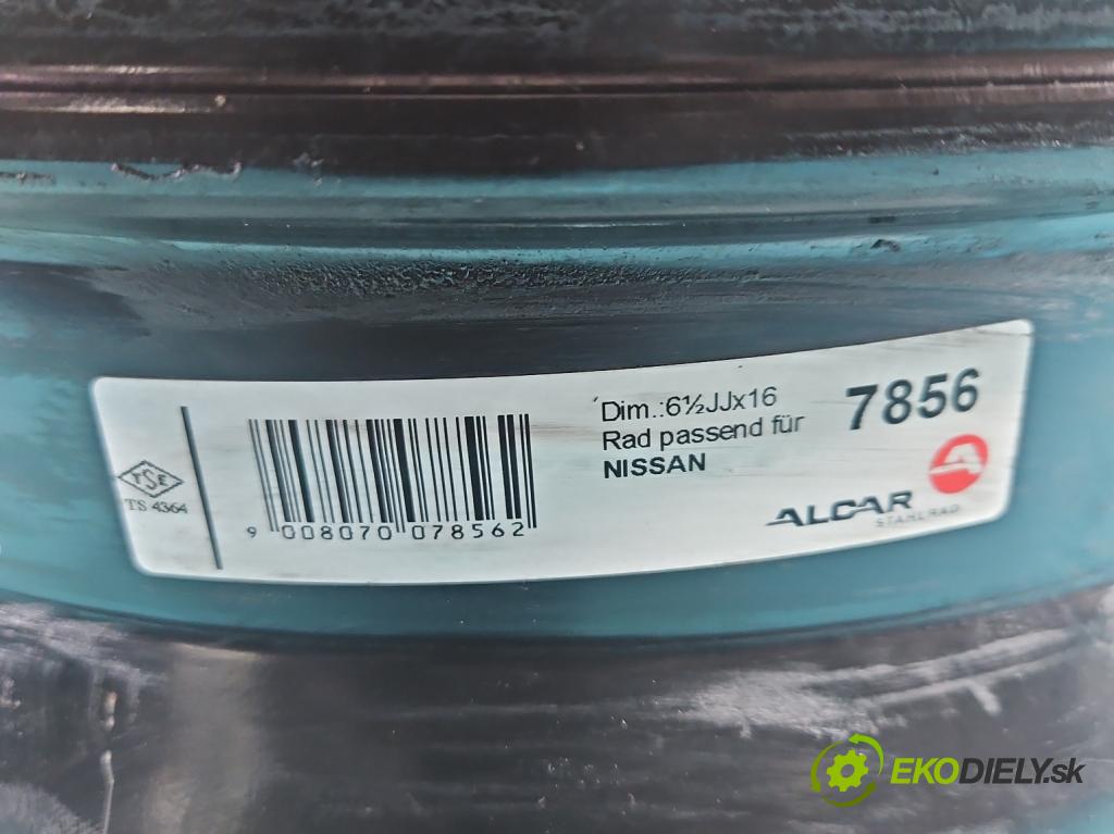 Nissan Qashqai I J10 2006-2013 1.6 16V 117 hp manual 86 kW 1598 cm3 5- Felga ocelový 16"
