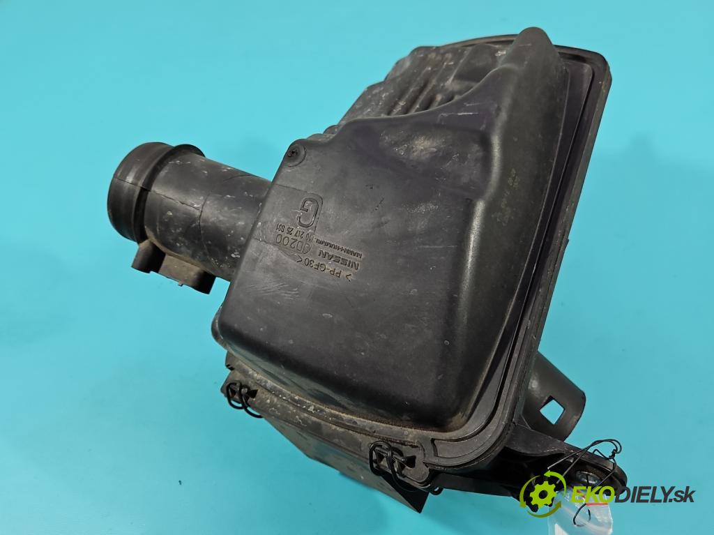 Nissan Qashqai I J10 2006-2013 1.6 16V 117 HP manual 86 kW 1598 cm3 5- obal filtra vzduchu 1021725S01 (Obal vzduchového filtra)