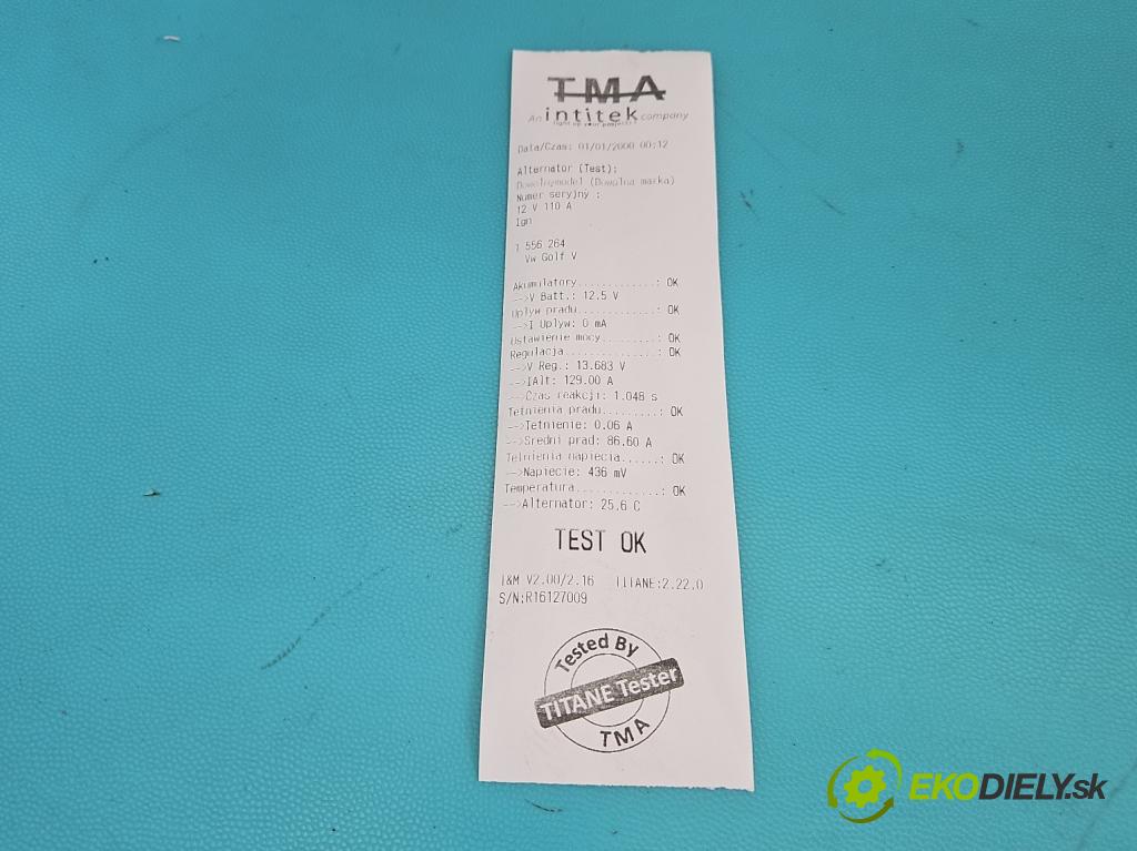 Vw Golf V 2003-2009 1.6 FSI 116 hp manual 85 kW 1598 cm3 5- Alternator 03C903023B (Alternátor)