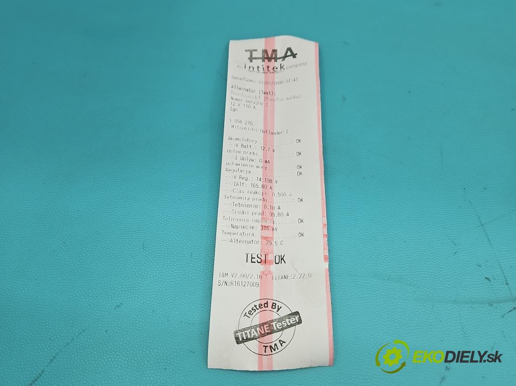 Mitsubishi Outlander I 2003-2006 2.0 16V 136 HP manual 100 kW 1997 cm3 5- Alternator A3TG2991A (Alternátor)