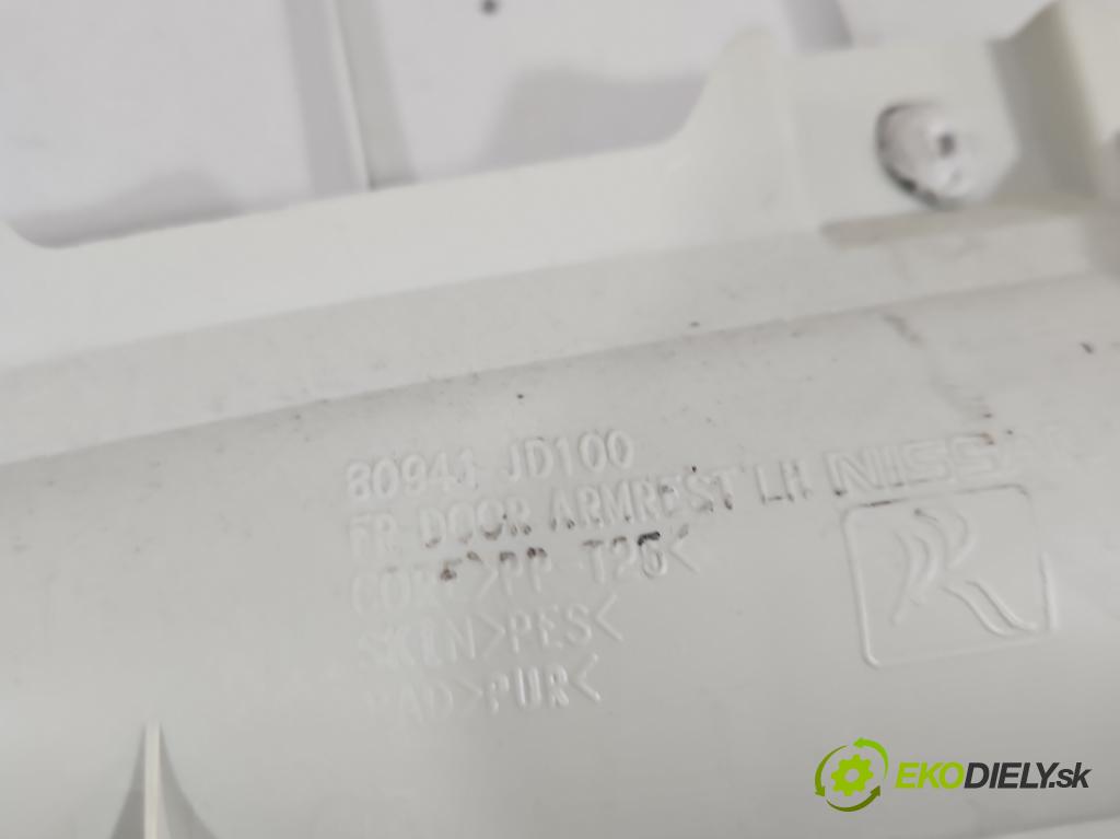 Nissan Qashqai I J10 2006-2013 1.6 16V 117 HP manual 86 kW 1598 cm3 5- Čalounictví: dvere predné ľavé 80911JD100