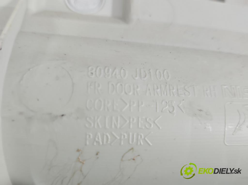 Nissan Qashqai I J10 2006-2013 1.6 16V 117 HP manual 86 kW 1598 cm3 5- Čalounictví: dvere predné pravé 80976-JD100