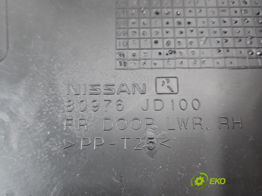 Nissan Qashqai I J10 2006-2013 1.6 16V 117 HP manual 86 kW 1598 cm3 5- Čalounictví: dvere predné pravé 80976-JD100