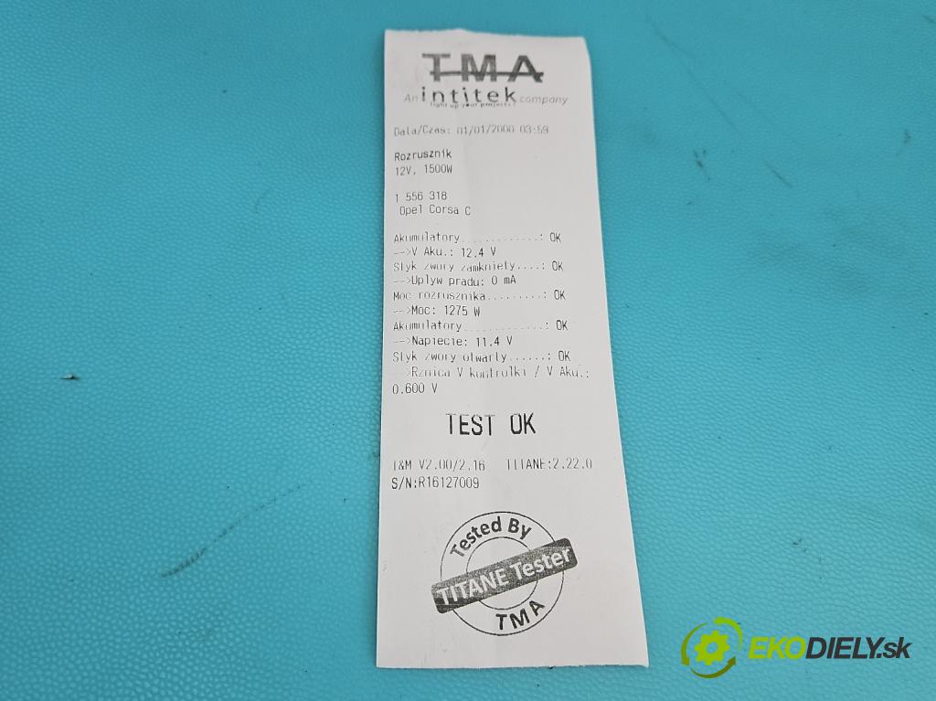 Opel Corsa C 2000-2006 1.2 16V 80 HP manual 59 kW 1229 cm3 3- štartér  (Štartér)