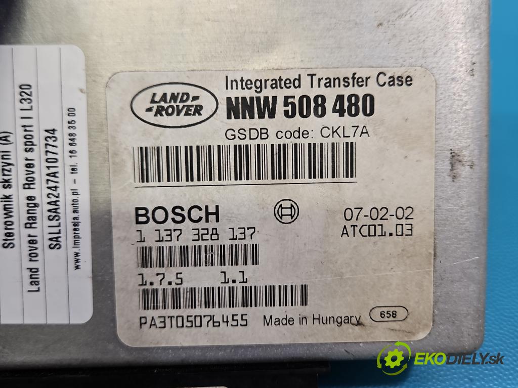 Land rover Range Rover sport I L320 3.6 TD V8 272 HP automatic 200 kW 3628 cm3 5- riadiaca jednotka skřie: 1137328137