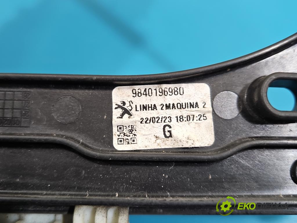 Peugeot 3008 II 2016-2023 1.5 hdi 131 HP automatic 96 kW 1499 cm3 5- mechanizmus okna predné ľavý 9840196980