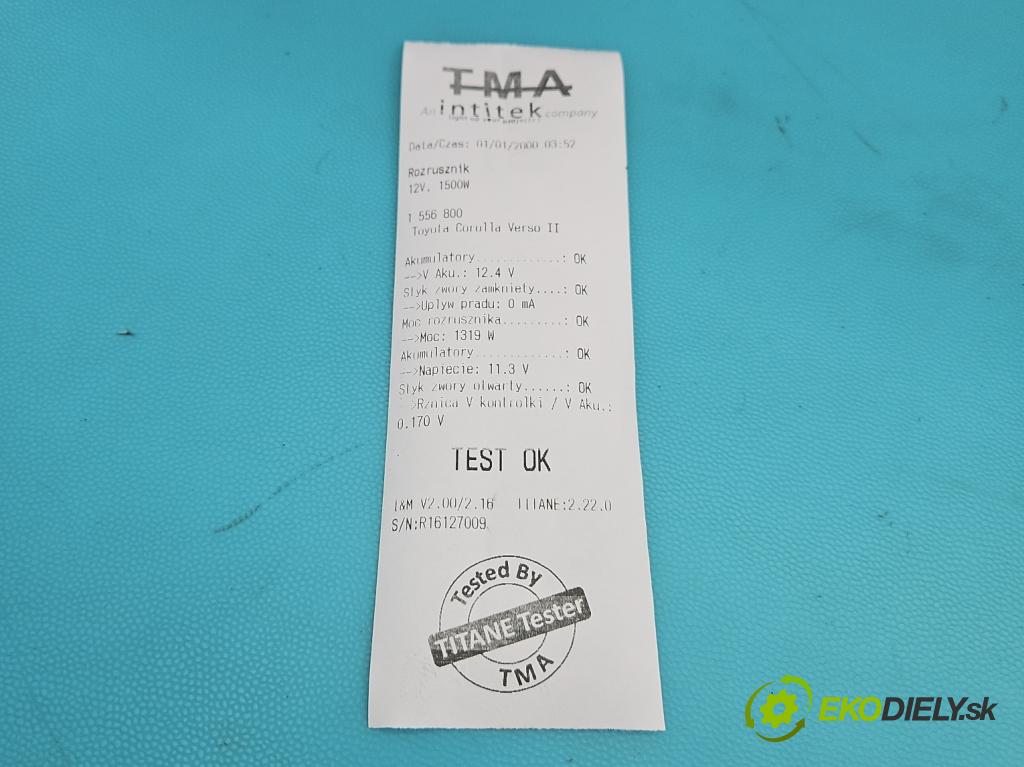 Toyota Corolla Verso II 2004-2009 1.8 vvti 129 HP manual 95 kW 1794 cm3 5- štartér  (Štartér)