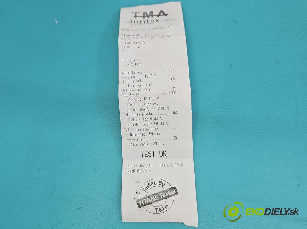 Bmw 3 E46 1998-2007 2.0d 136hp manual 100 kW 1951 cm3 4- Alternator 2247389 (Alternátor)