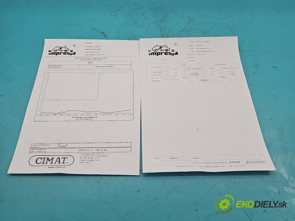 Vw Touran I 2003-2015 1.9 tdi 105 HP manual 77 kW 1896 cm3 5- turbodúchadlo, turbo repasovaná BV39A-0022